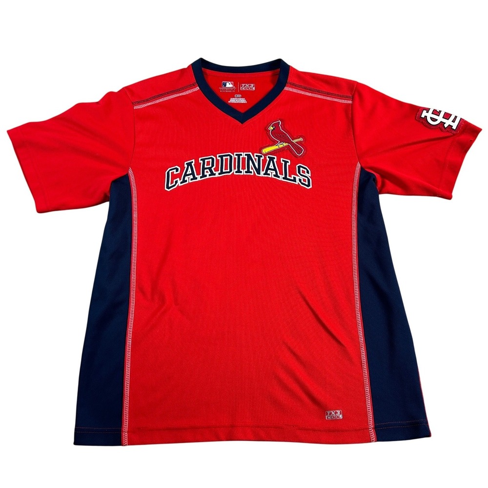 St Louis Cardinals MLB Baseball Jersey Red Blue TX3 Cool Short‎ Sleeve Mens L